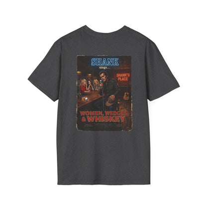 WOMEN, WEDGES, & WHISKEY GOLF NOIR T-Shirt - Starring SHANK WILLIAMS