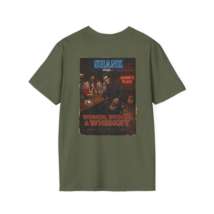 WOMEN, WEDGES, & WHISKEY GOLF NOIR T-Shirt - Starring SHANK WILLIAMS