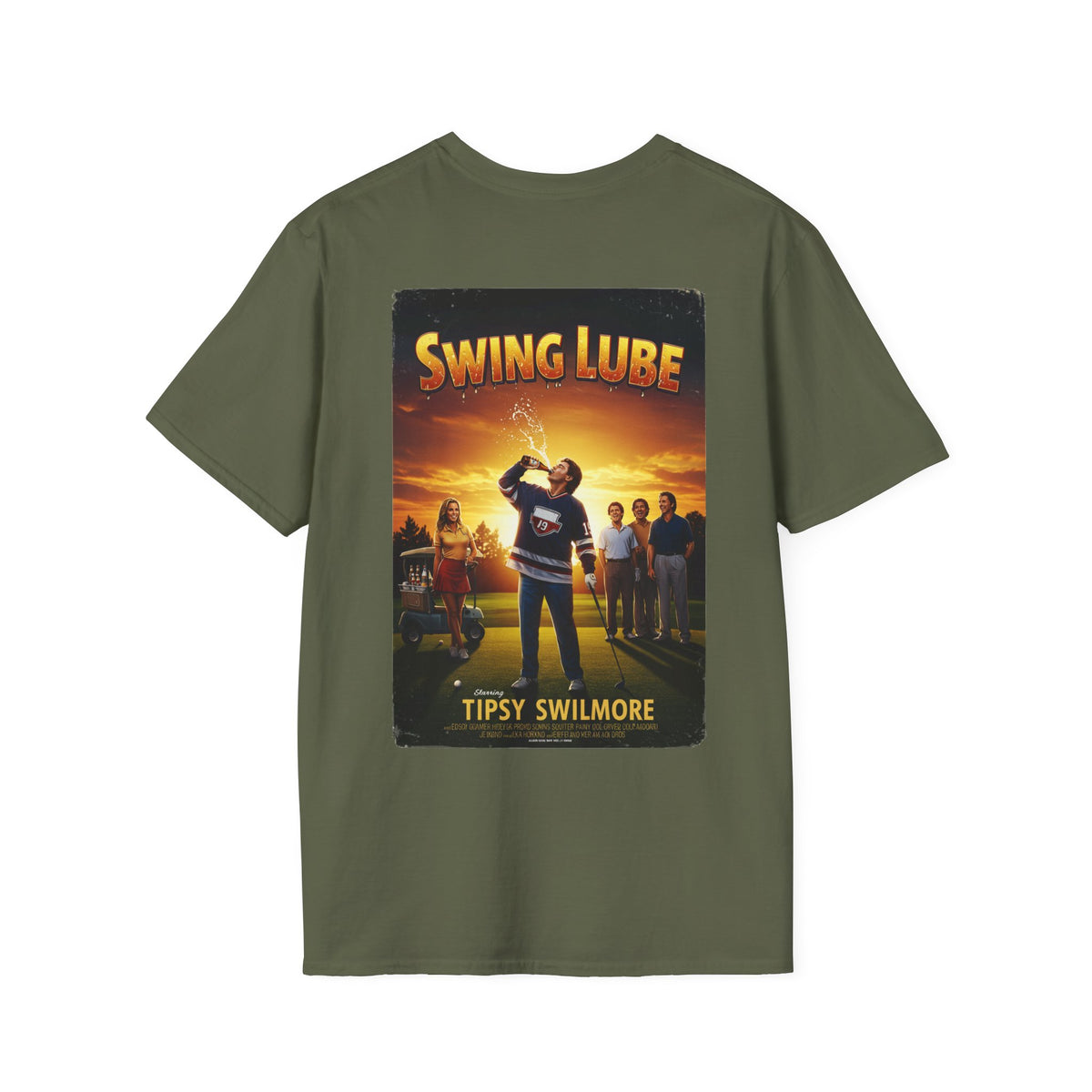 SWING LUBE T-Shirt - Starring TIPSY SWILMORE- Golf Noir Signature Apparel