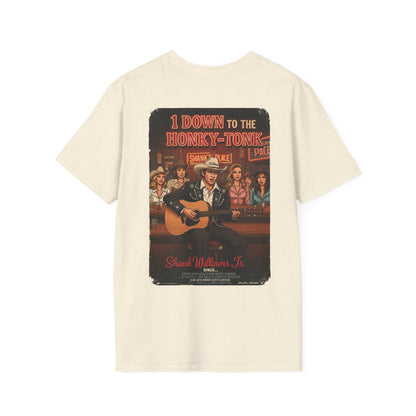 1 DOWN TO THE HONKY-TONK T-Shirt - Starring SHANK WILLIAMS JR.- Golf Noir Signature Apparel