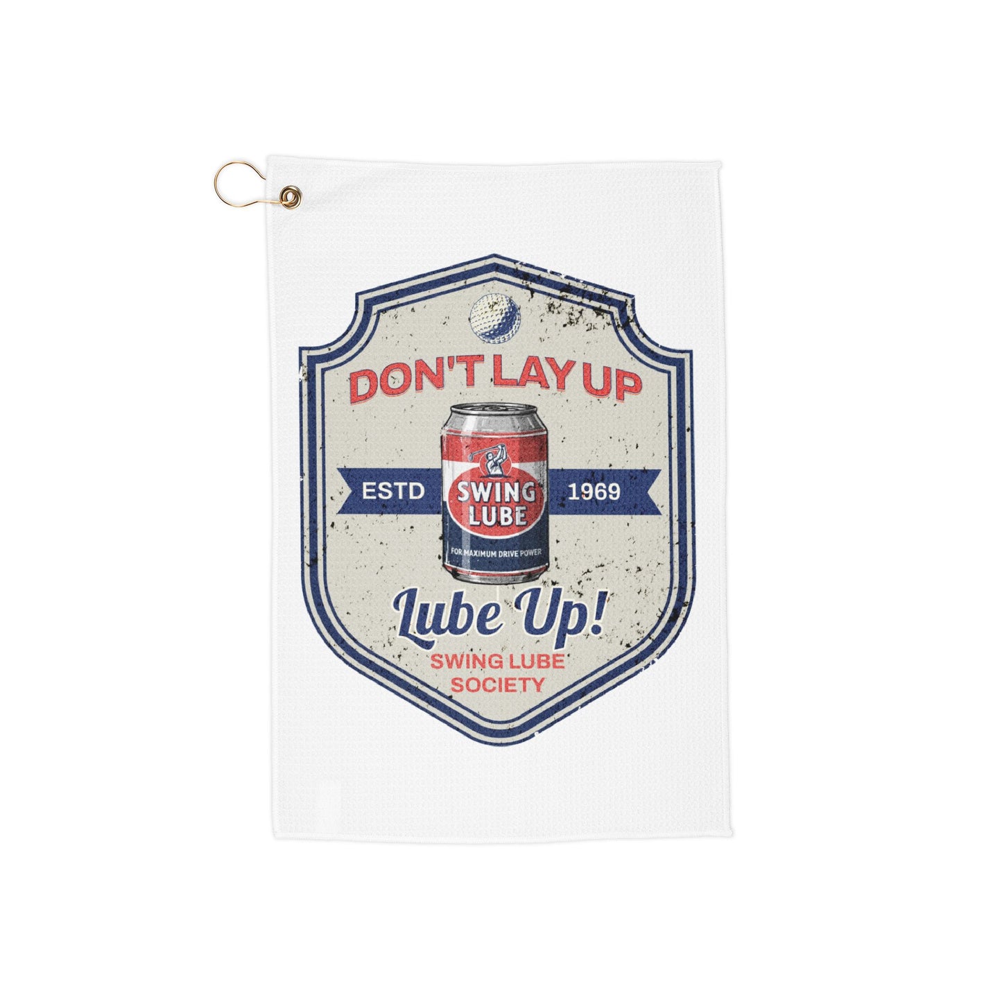 "Don't Lay Up, Lube Up!" Vintage Microfiber Golf Towel - Swing Lube Society Trademark Towel
