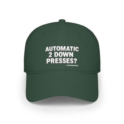 Automatic 2 Down Presses? Low Profile Golf Hat — Tee Box Trash Talk Signature Headwear