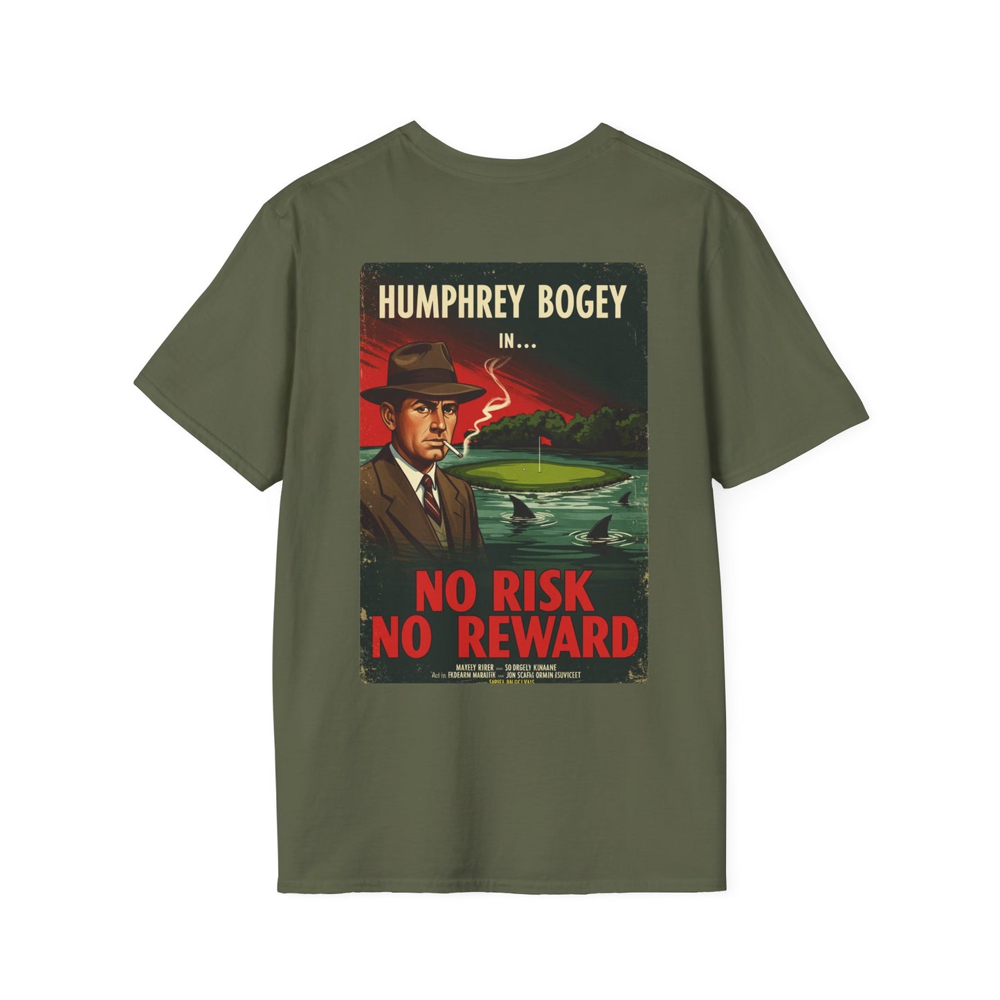 NO RISK NO REWARD T-Shirt - Starring HUMPHREY BOGEY- Golf Noir Signature Apparel