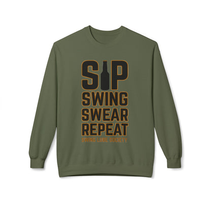 Sip Swing Swear Repeat Crewneck Sweatshirt - Swing Lube Society Signature Apparel