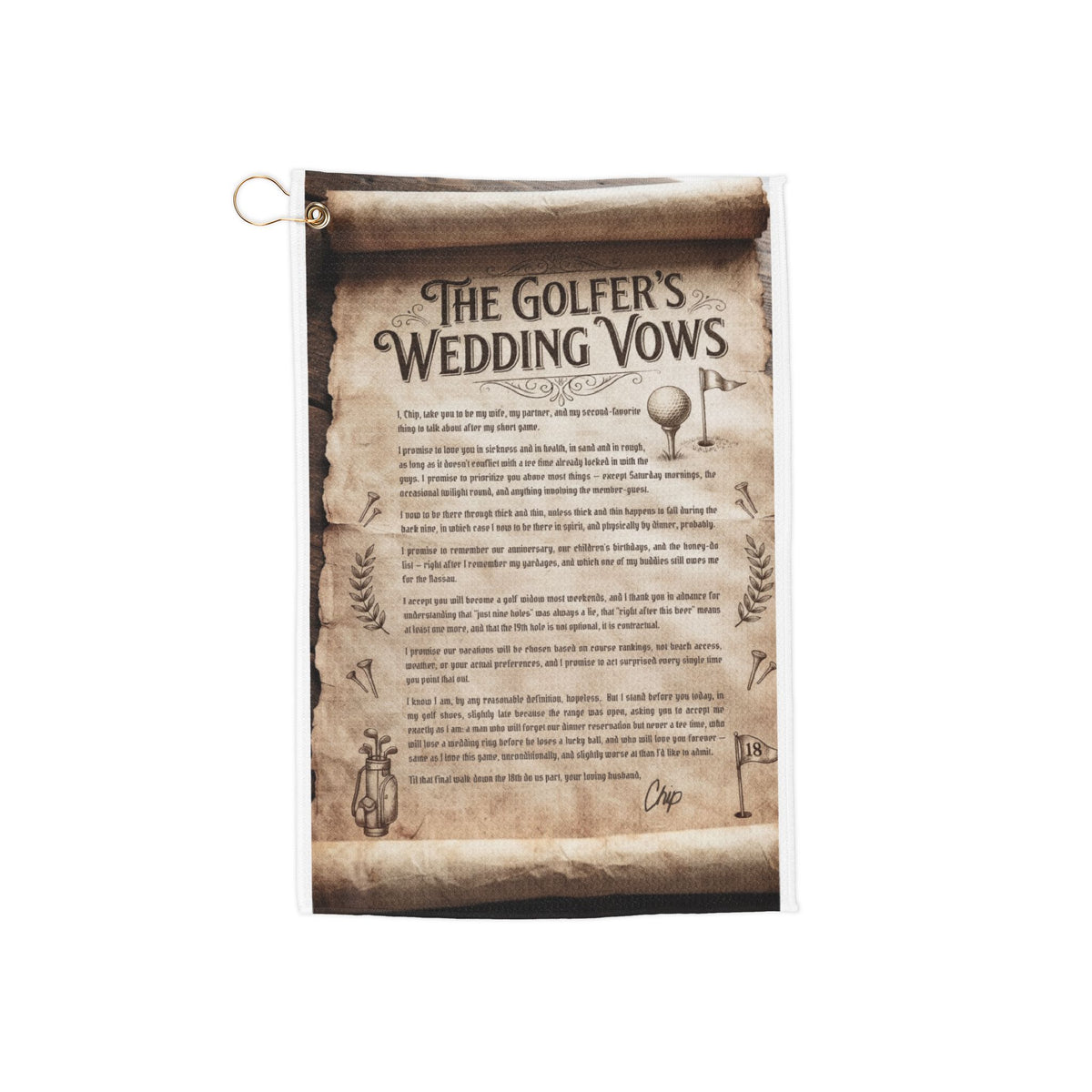 “The Golfer’s Wedding Vows” Gift Towel - The Shag Bag Towel