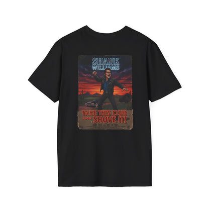 TAKE THIS CLUB AND SHOVE IT! Golf Noir T-Shirt - Starring SHANK WILLIAMS