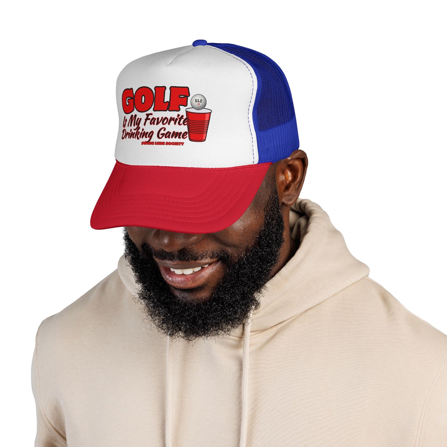 Golf Is My Favorite Drinking Game Trucker Cap - Swing Lube Society Headwear