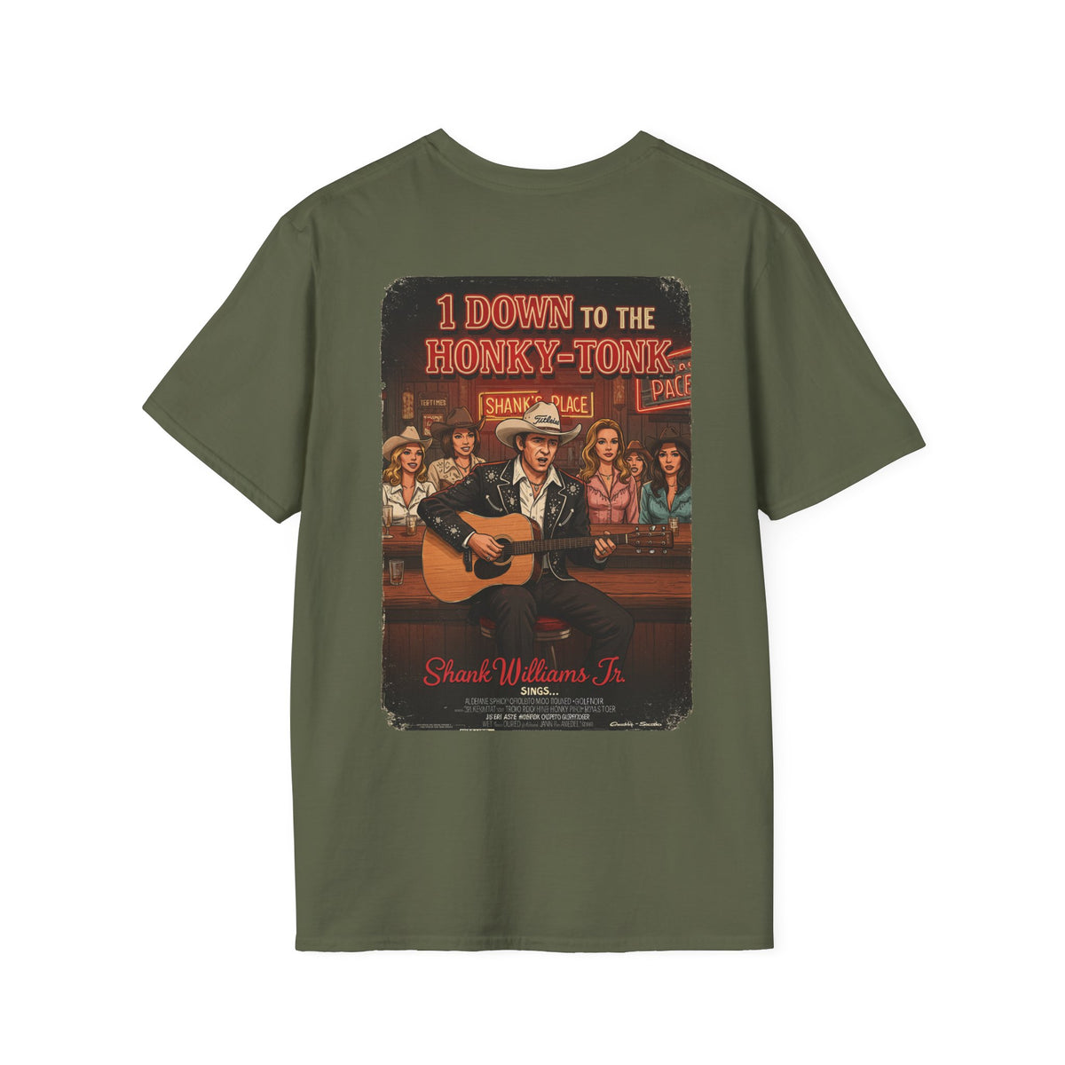 1 DOWN TO THE HONKY-TONK T-Shirt - Starring SHANK WILLIAMS JR.- Golf Noir Signature Apparel