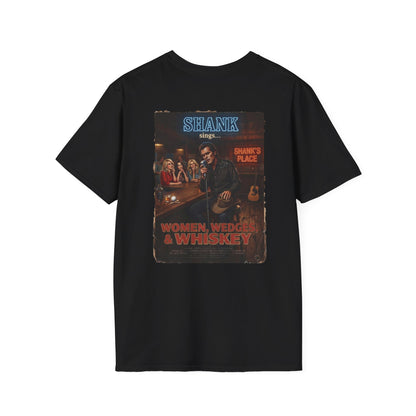 WOMEN, WEDGES, & WHISKEY GOLF NOIR T-Shirt - Starring SHANK WILLIAMS