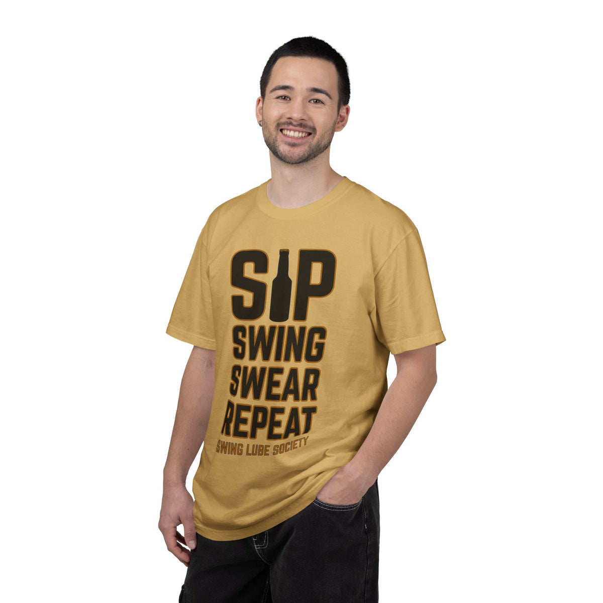 Sip Swing Swear Repeat T‑Shirt — Swing Lube Society Signature Apparel