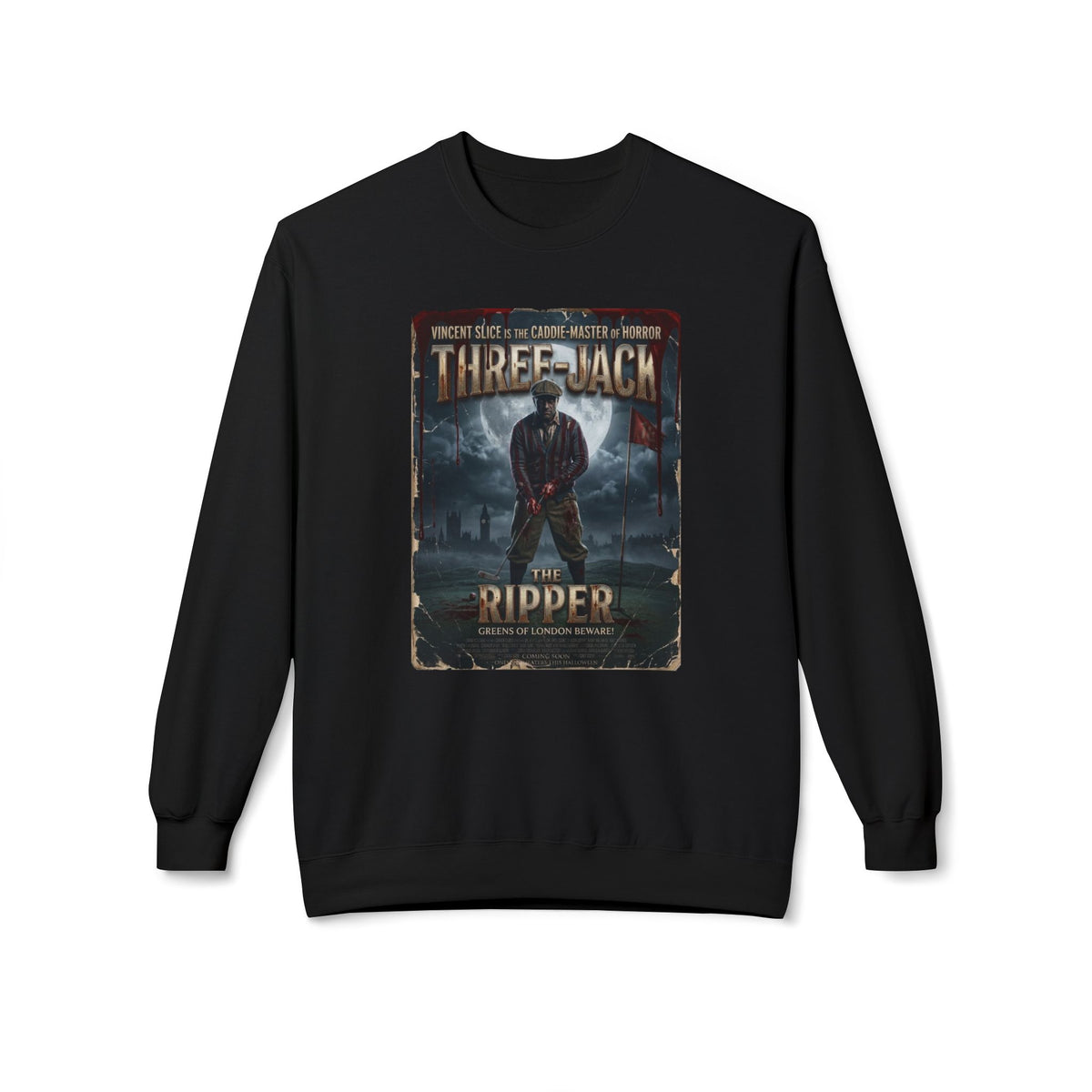 Three-Jack The Ripper Crewneck Sweatshirt - Starring Vincent Slice of GOLF NOIR apparel