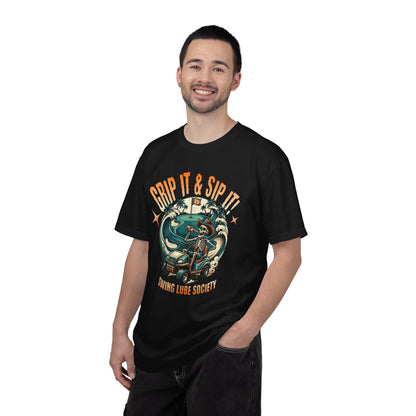 Grip It & Sip it! T-Shirt - Swing Lube Society Signature Apparel