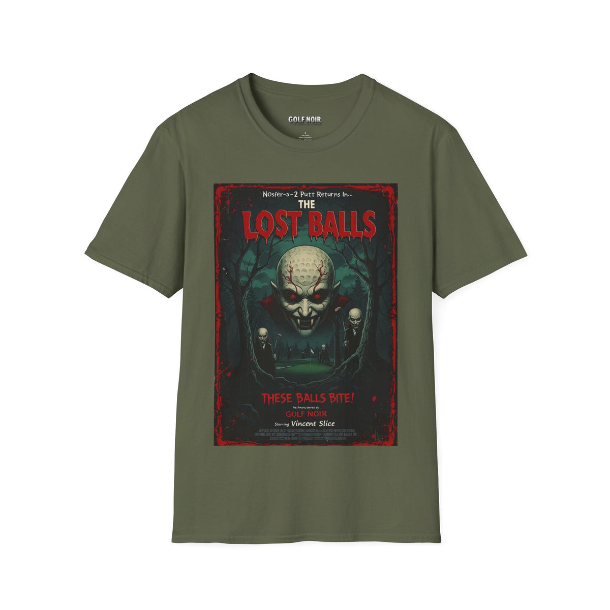 THE LOST BALLS T-Shirt - Starring VINCENT SLICE- Golf Noir Signature Apparel