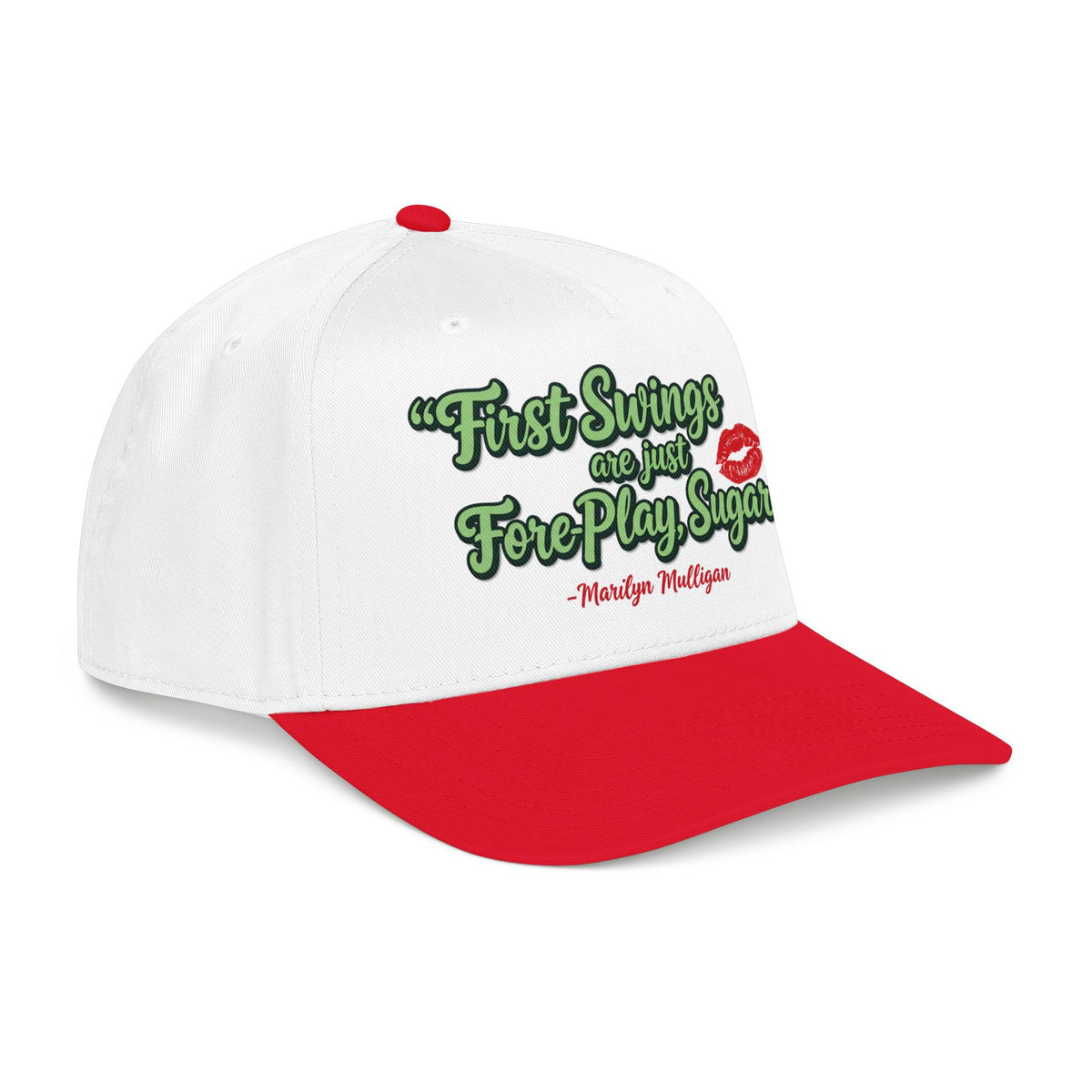 "First Swings are just Fore Play, Sugar!" Baseball Cap - Golf Noir Marilyn Mulligan Statement Headwear