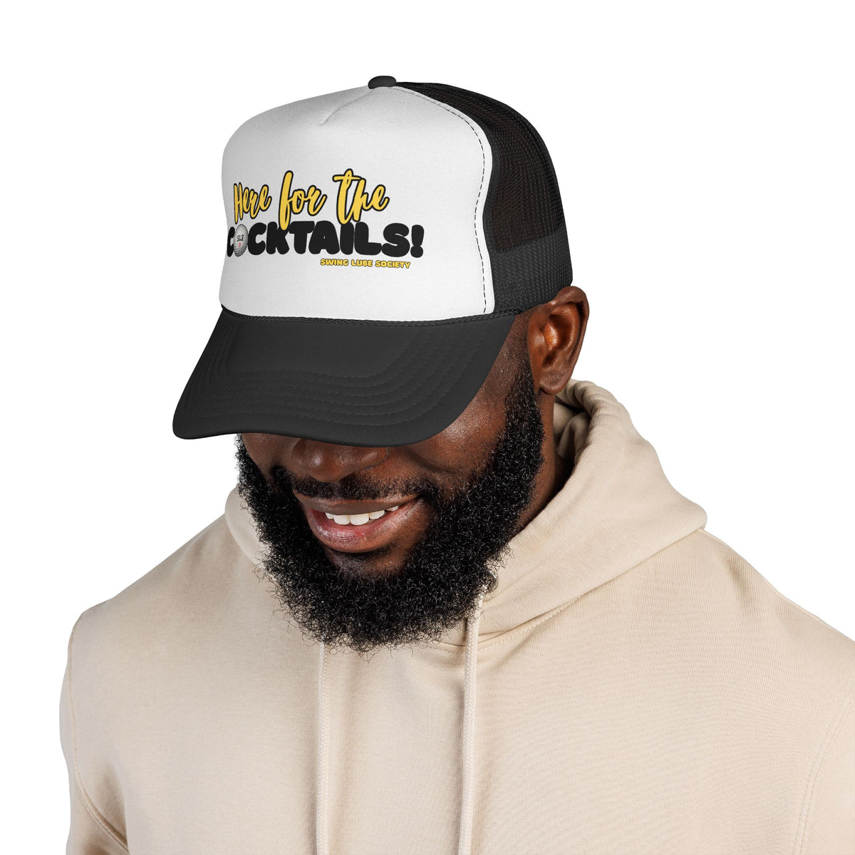 "Here for the Cocktails!" Trucker Cap - Swing Lube Society Headwear
