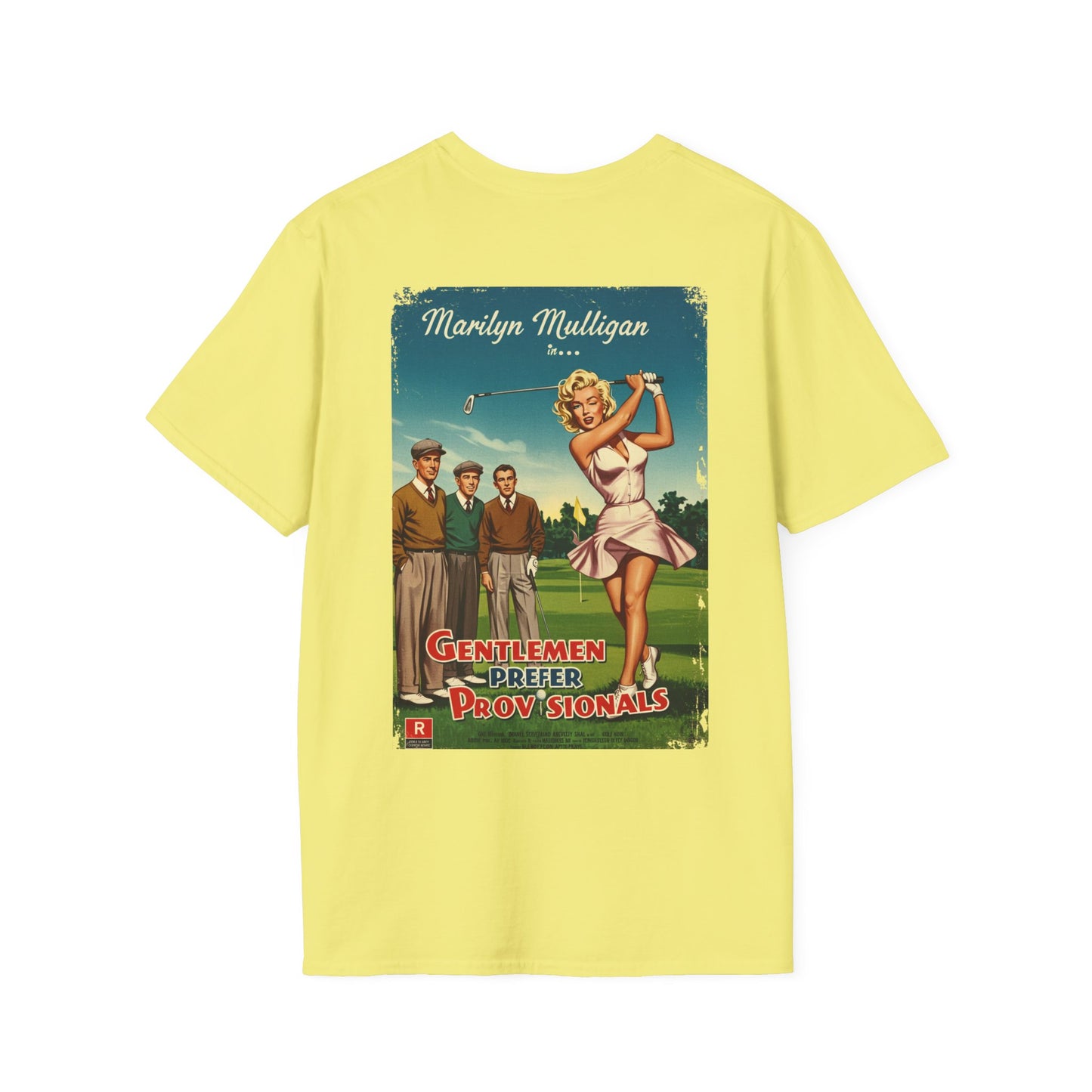 GENTLEMEN PREFER PROVISIONALS T-Shirt - Starring MARILYN MULLIGAN - Golf Noir Signature Apparel