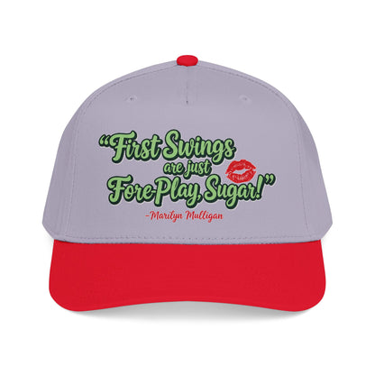 "First Swings are just Fore Play, Sugar!" Baseball Cap - Golf Noir Marilyn Mulligan Statement Headwear
