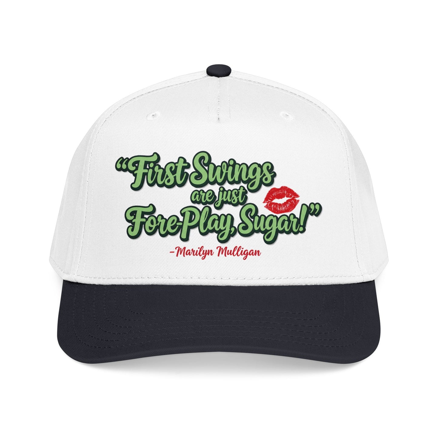 "First Swings are just Fore Play, Sugar!" Baseball Cap - Golf Noir Marilyn Mulligan Statement Headwear