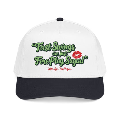 "First Swings are just Fore Play, Sugar!" Baseball Cap - Golf Noir Marilyn Mulligan Statement Headwear