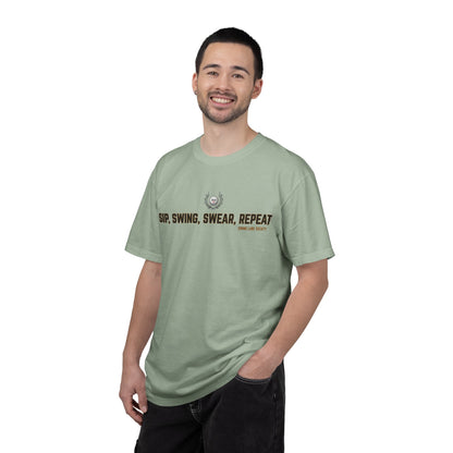 Sip, Swing, Swear, Repeat Golf T-Shirt — Swing Lube Society Signature Apparel