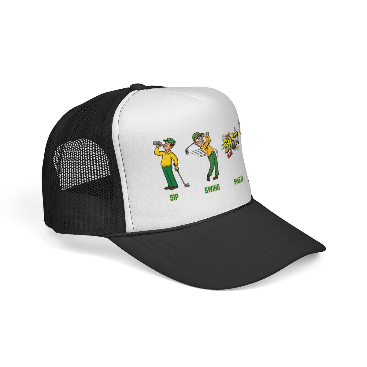 Sip, Swing, Swear, Repeat Trucker Hat - Swing Lube Society Statement Headwear
