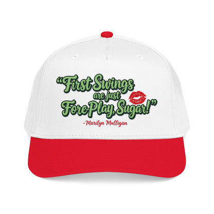 "First Swings are just Fore Play, Sugar!" Baseball Cap - Golf Noir Marilyn Mulligan Statement Headwear