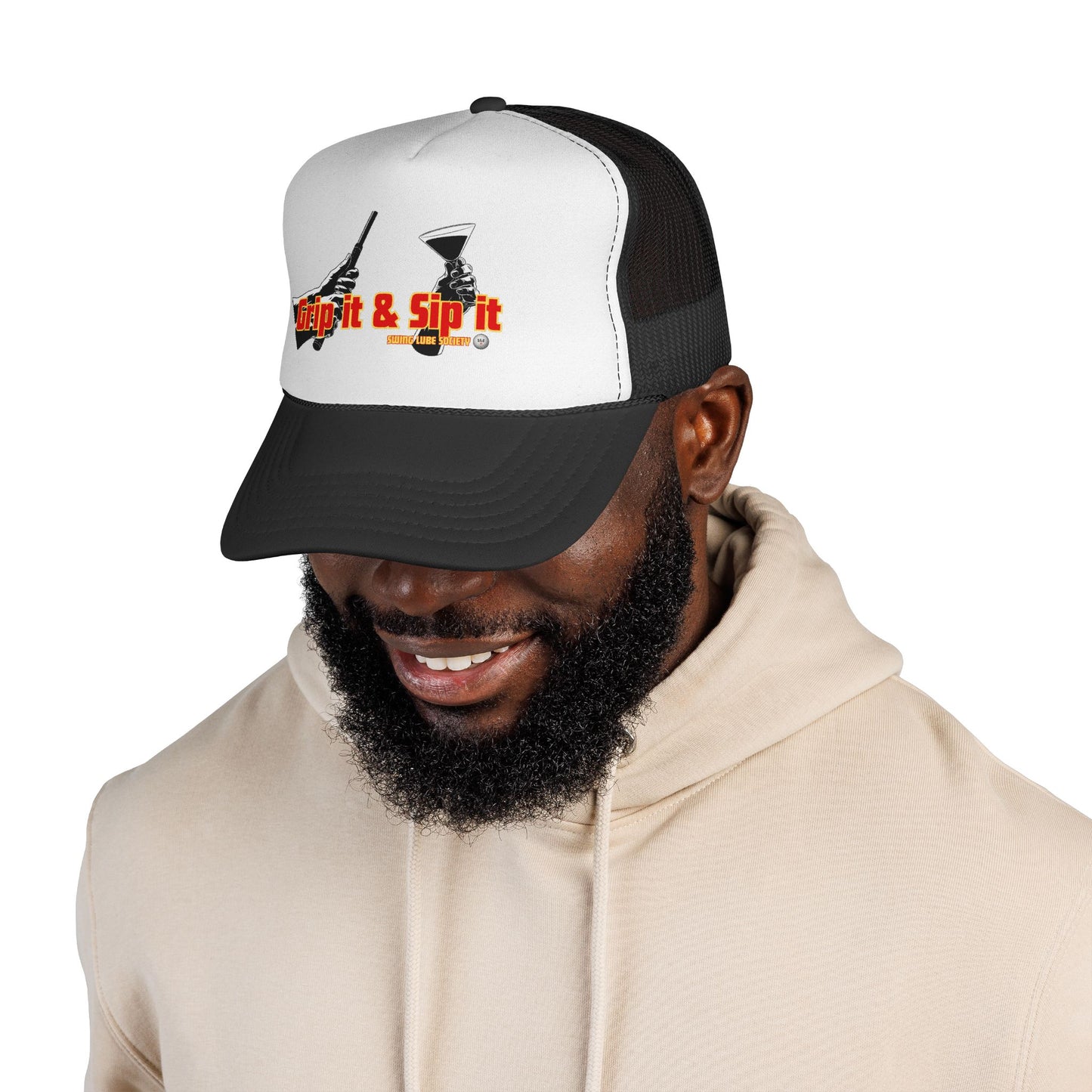 Grip It & Sip It Trucker Cap – Swing Lube Society Headwear