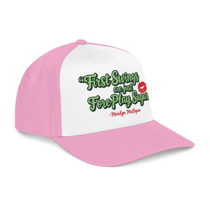 "First Swings are just Fore Play, Sugar!" Baseball Cap - Golf Noir Marilyn Mulligan Statement Headwear