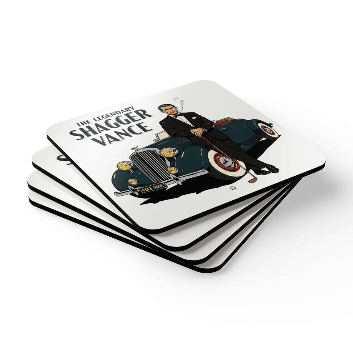 The Legendary Shagger Vance Golf Noir Cork Coaster Set