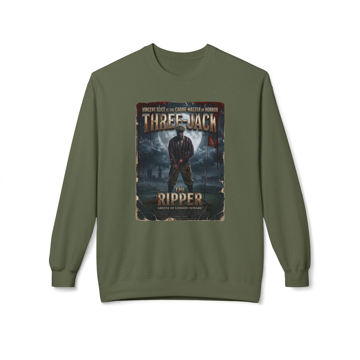 Three-Jack The Ripper Crewneck Sweatshirt - Starring Vincent Slice of GOLF NOIR apparel