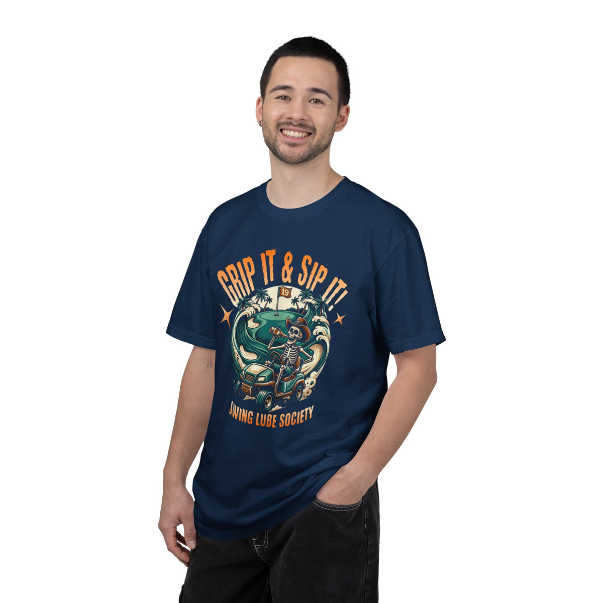 Grip It & Sip it! T-Shirt - Swing Lube Society Signature Apparel
