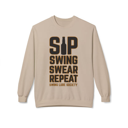 Sip Swing Swear Repeat Crewneck Sweatshirt - Swing Lube Society Signature Apparel