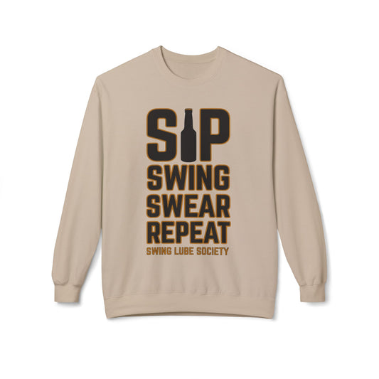 Sip Swing Swear Repeat Crewneck Sweatshirt - Swing Lube Society Signature Apparel