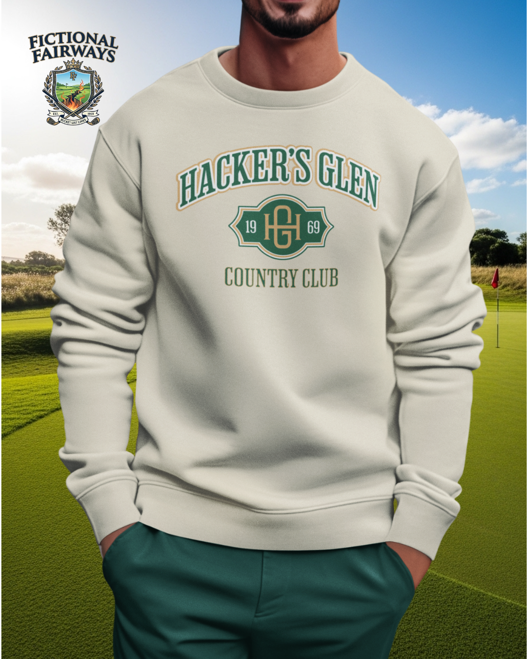 Hacker's Glen Country Club Crewneck Sweatshirt - Fictional Fairways Signature Apparel