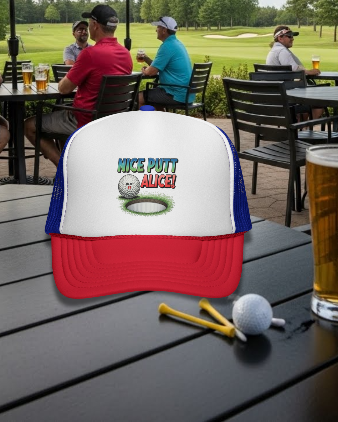 Nice Putt Alice! Golf Trucker Cap — XXX-OUT Designs Headwear