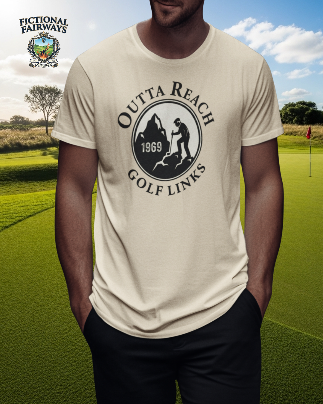 Outta Reach Golf Links T-Shirt — Fictional Fairways Signature Apparel