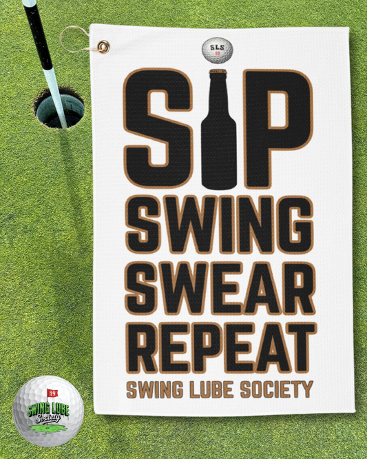 "Sip Swing Swear Repeat" Swing Lube Society Trademark Towel