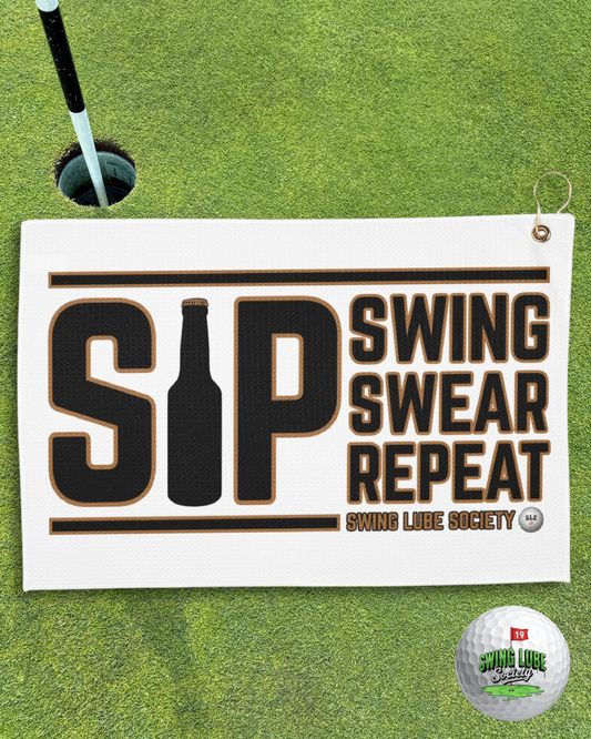 "Sip Swing Swear Repeat" Swing Lube Society Trademark Towel